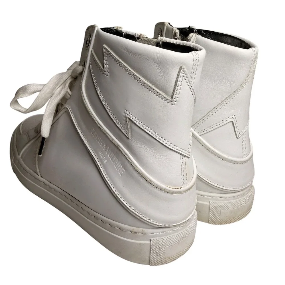 Zadig & Voltaire High Flash Lightning Bolt Leather High Top Sneakers EU 38 - Picture 2 of 16